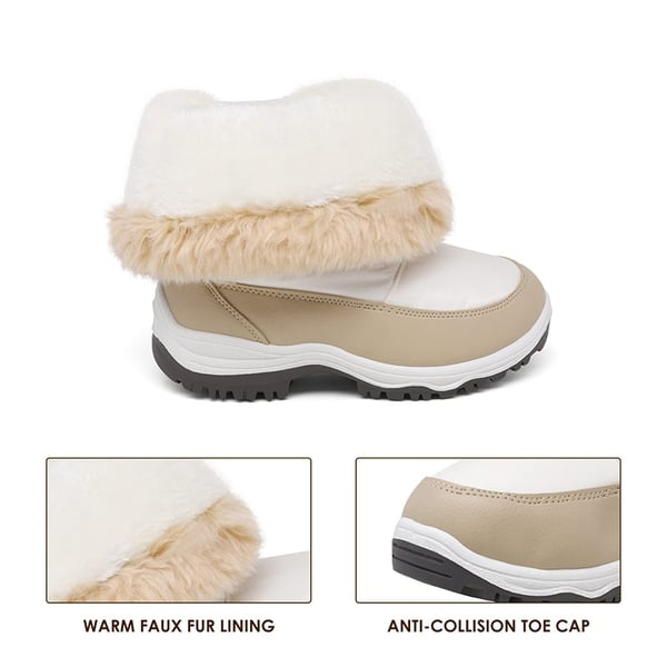 Kids Winter Snow Boots - BEIGE WHITE - 1